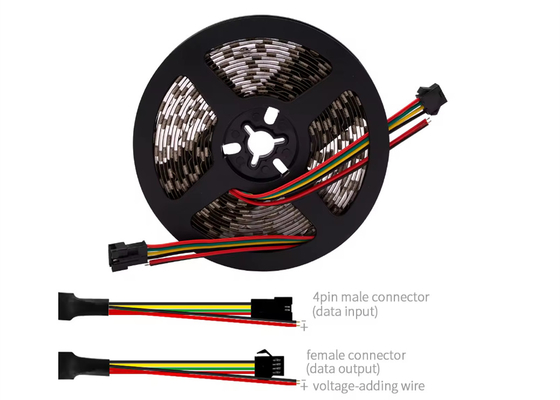 DC12V डिजिटल डुअल सिग्नल लाइन एलईडी स्ट्रिप फ्लेक्सिबल टेप WS2815 SMD5050 IP20 60led 60Pixel RGB WS2815b IC