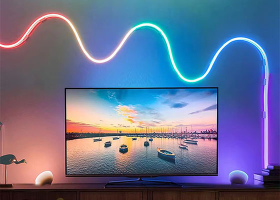 5 एम फुल कलर आरजीबी एलईडी नीयन लचीला सिलिकॉन एम्बिएंट लाइट स्ट्रिप स्मार्ट DIY डिजिटल रनिंग स्ट्रिप लाइट सेट TUYA APP